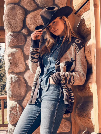 Western Style Shawl Collar Cardigan
